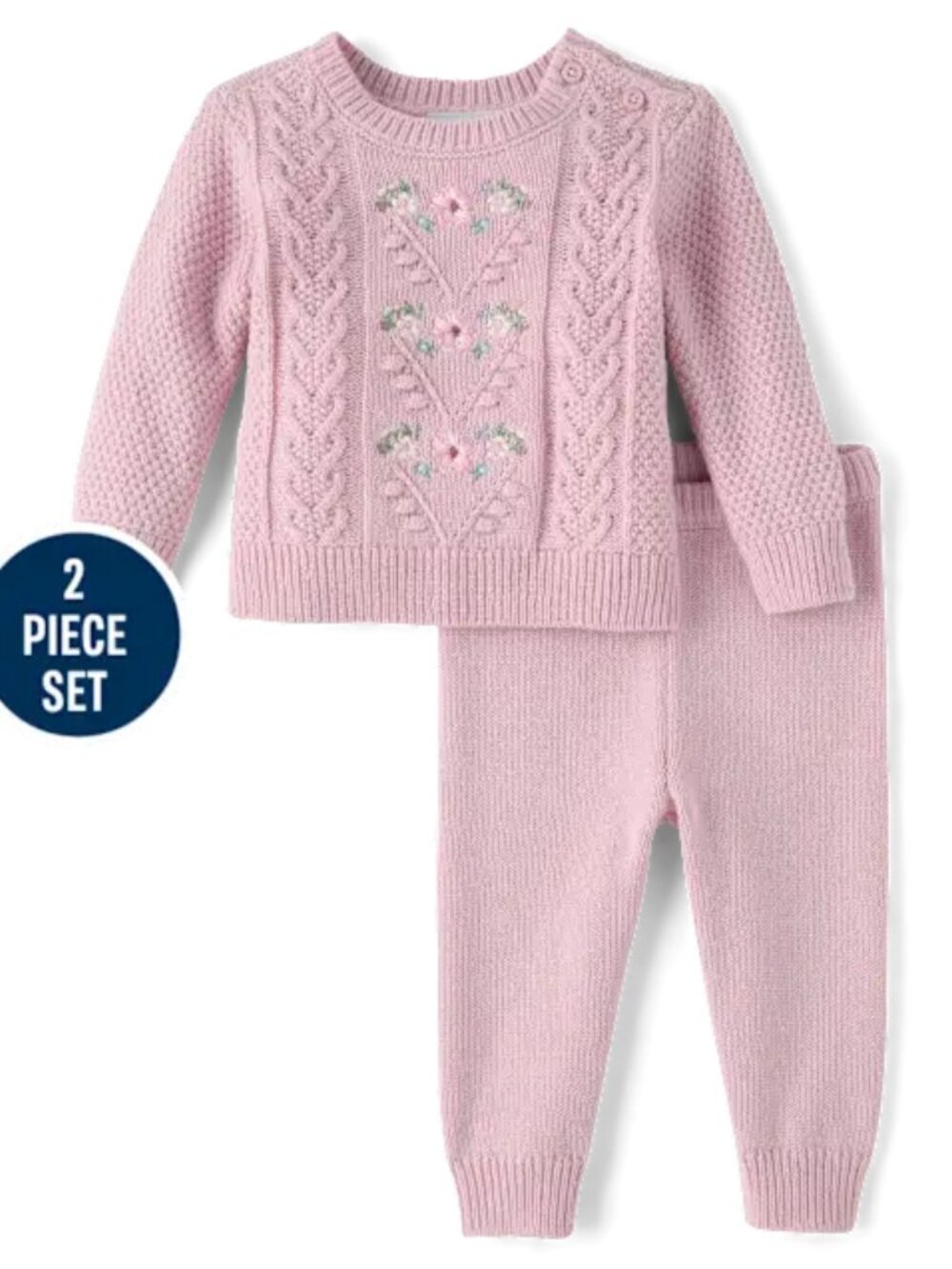 The Children's Place Pink Knit Top with Subtle Embroidery